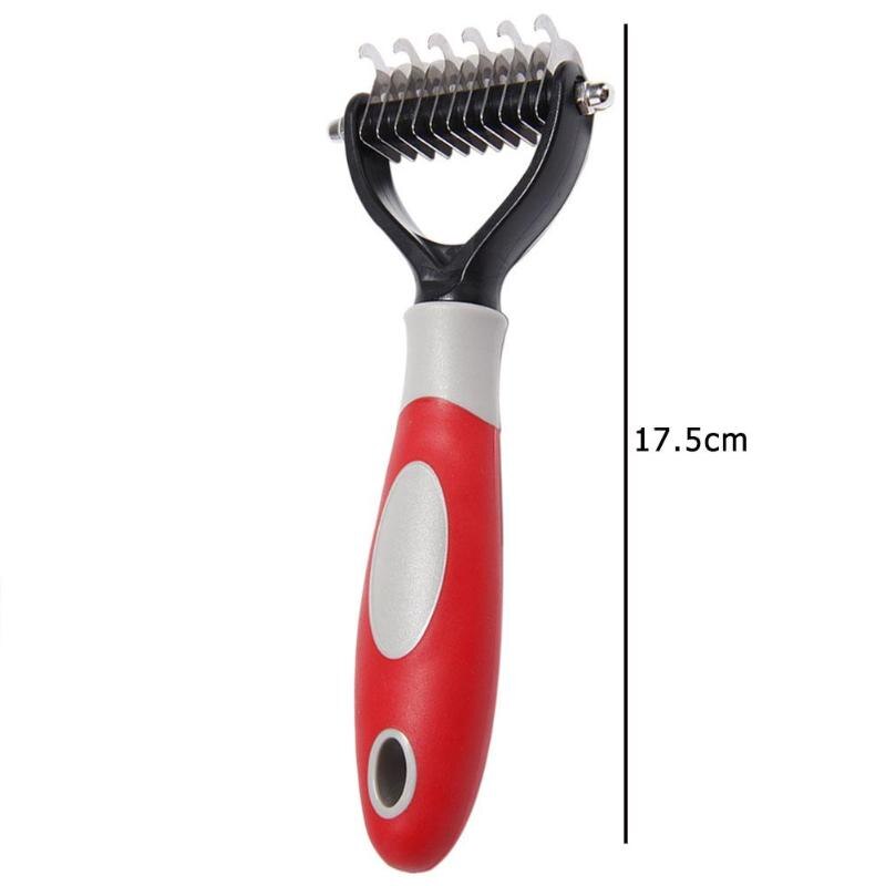 VKTECH Hair Removal Comb Pet Fur Knot Cutter Remove Rake Grooming Shedding Brush Comb Rake Dog Cat Dematting Deshedding Brush: Red