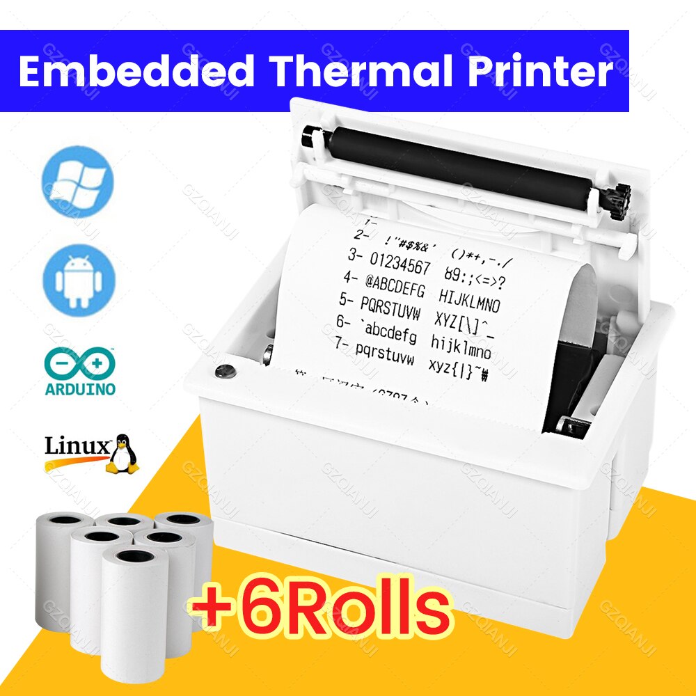 QR204 Mini Ingebed Printer Thermische Esc Pos Ontvangst Parallel Panel Printer Usb Ttl RS232 Kiosk Printer Barcode Arduino 2 Inch