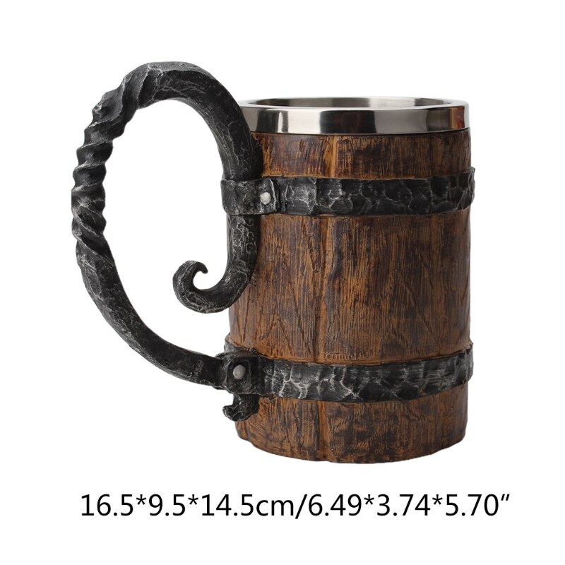 Barril de madera de simulación Retro, jarra de cerveza de doble capa, creativa, taza de café, 11UA