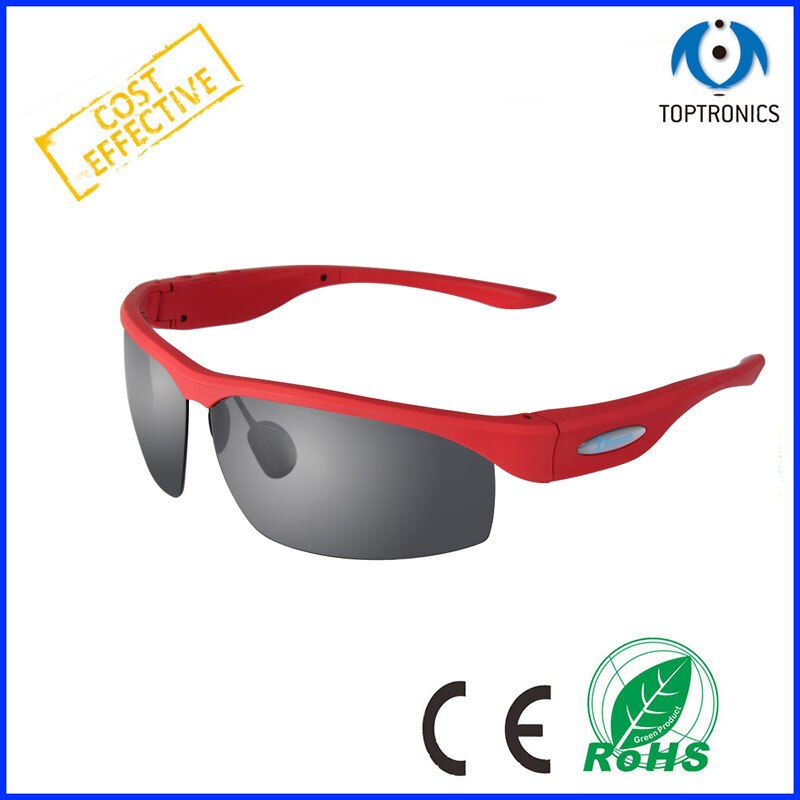 Goedkope draagbare bril met dag- en antwoordapparaat, gepolariseerde bril, hoofdtelefoon, zonnebril voor smartphones: Rood