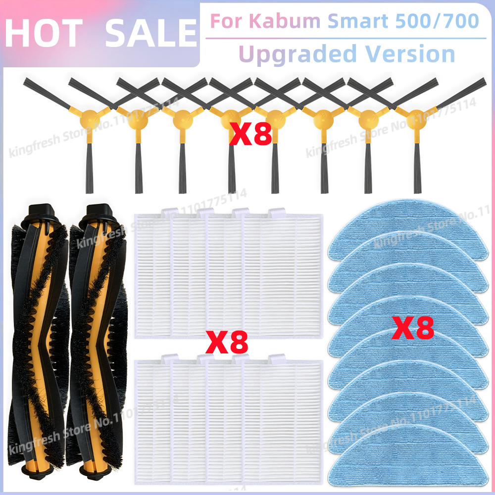Geschikt voor Blaupunkt Bluebot XBOOST / XPRO, Kabum Smart 500 / 700 KBSF003, Honiture Q5 Vervangingsonderdelen voor Stofzuiger Hoofdroller Zijborstel HEPA Filter Dweildoek: WHITE