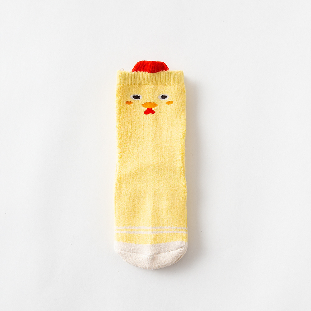 Calcetines largos de dibujos animados para recién nacidos, calcetín grueso para hacer Ballet, hasta la rodilla, 10 par/lote: Light Yellow Duck / M 1-3Y