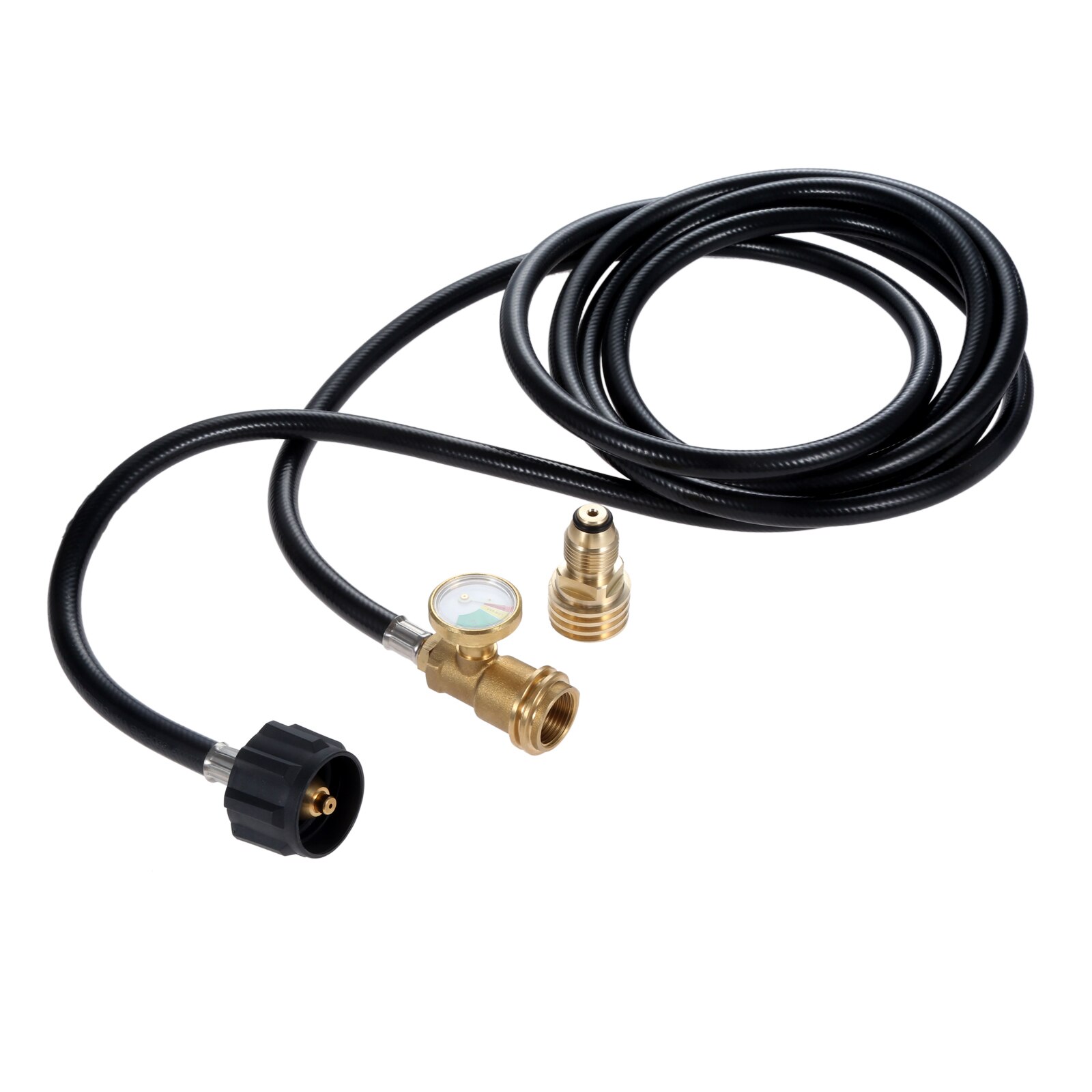 12 Feet Propane Hose with Gauge Tank Adapter Converts POL LP Tank to QCC1 for Gas Grill Stove and More Propane Appliances