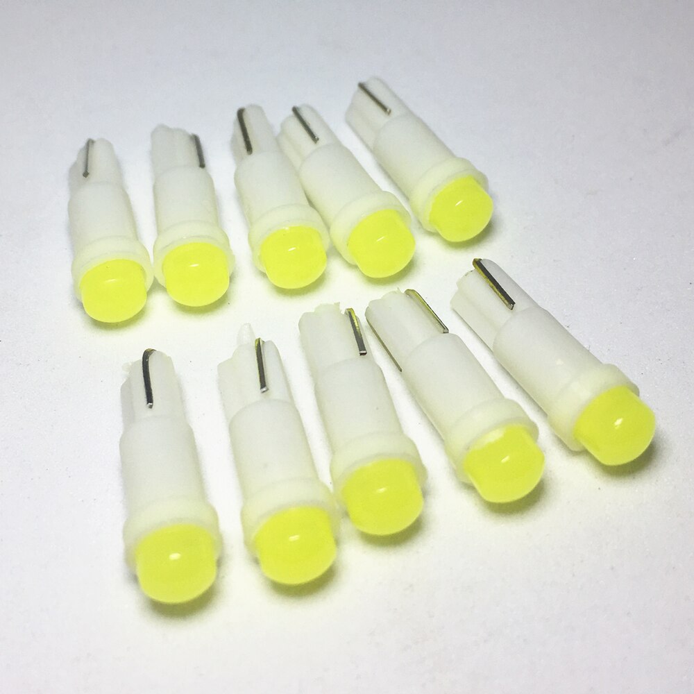 100pcs T5 LED car dashboard 1 SMD Light Ceramic Warning Indicator Car Auto Side Wedge Light Led Instrument Ceramic Bulb DC 12V