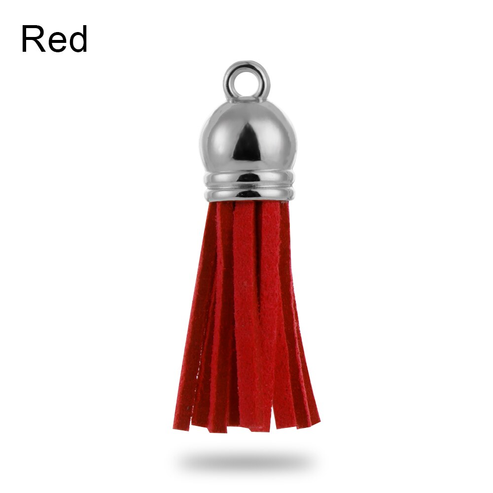 Diy leren kwastjes hanger 38mm vintage metalen kapjes leren kwastjes/sieraden accessoires/sieraden bevindingen/oorbellen accessoires: Rood