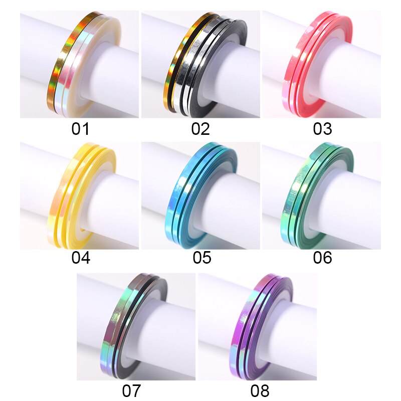 3 Rollgold Zilver Kleurrijke Nail Striping Tape Line Voor Nagels Tool 1Mm 2Mm 3Mm 3D Lijm Transfer sticker Nail Art Decoraties