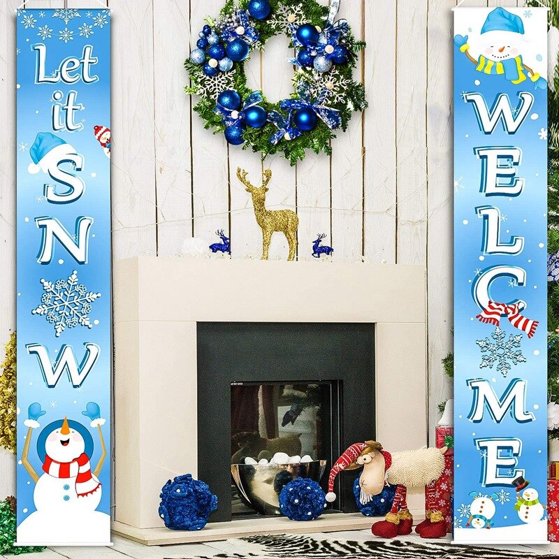 Christmas Porch Signage Christmas Banner Suitable for Winter Wonderland Party Decoration Christmas Winter Snow Party