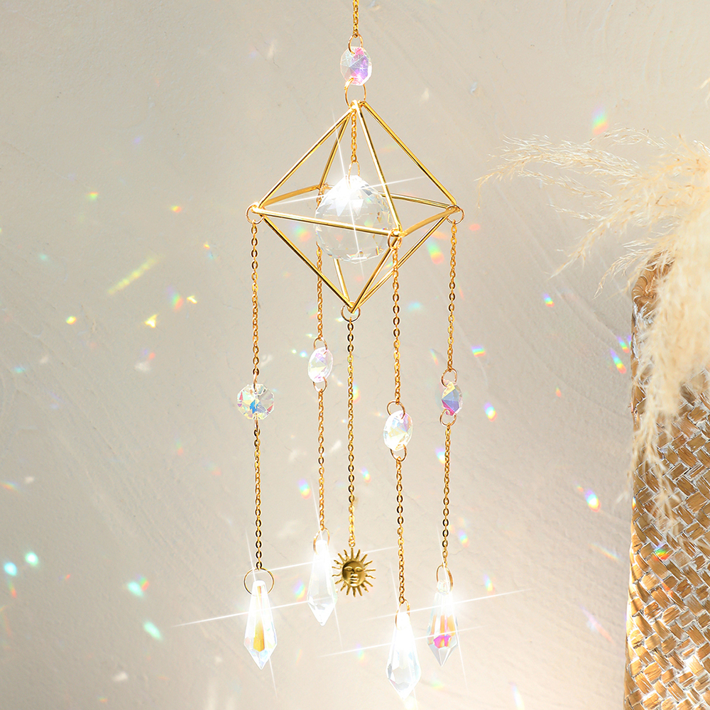 Suncatcher Zon en Maan Regenboog Kristal Zon Catcher Venster Hangende Decor Suncatcher Kristal Huis Tuin Ornamenten Outdoor