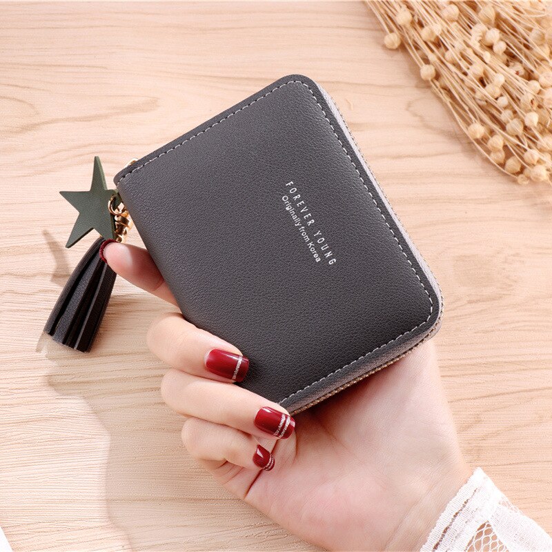 Tofs kvinnor plånbok liten söt plånbok kvinnor kort läder kvinnor plånböcker dragkedja portföljer portefeuille kvinnlig handväska clutch
