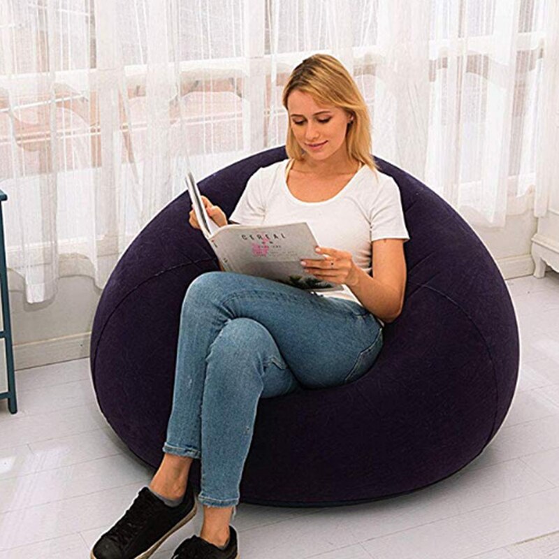 Large Lazy Inflatable Sofa Chairs PVC Lounger Seat Bean Bag Sofas Pouf Puff Couch Tatami Living Room Lounge Beanbag Furniture: blue
