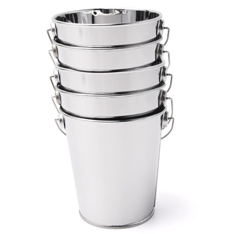 Cubo de acero inoxidable 430 para patatas fritas, cubeta creativa para Hotel, Mini cubeta de hielo para patatas fritas, 5 uds.: Default Title