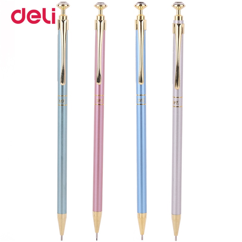 Deli 1pcs School & Kantoorbenodigdheden Potloden 0.7mm Leuke shining metalen mechanische potlood voor school aanbod tekening potloden voor kids