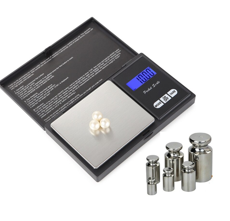 Balanza digital de alta precisión para cocina y joyería, balanza electrónica de bolsillo con pantalla LCD, alta precisión, 200g, 500g, 0,01g, balanza de joyería para pesar oro