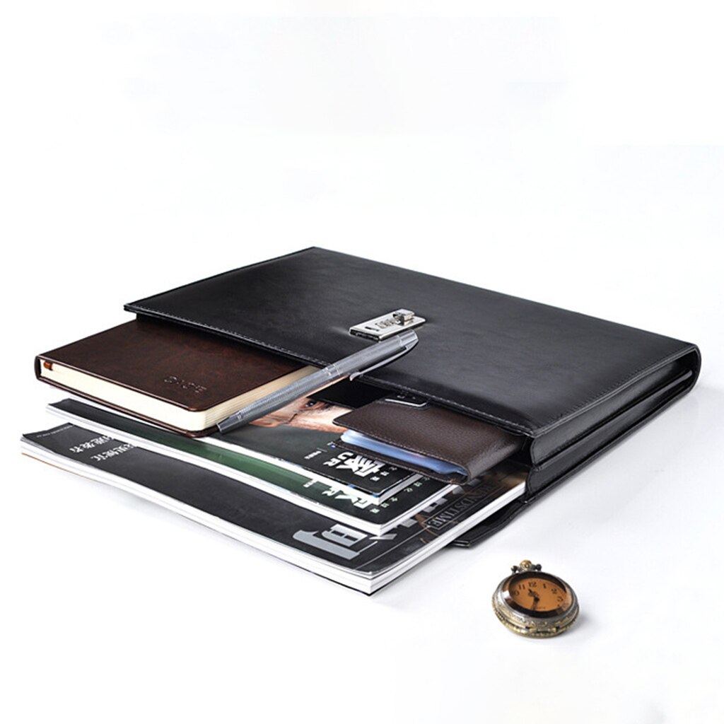 A4 Document Bestand Map Met Wachtwoord Slot Aktetas Organisator Pu Lederen Office Manager Tas Reizen