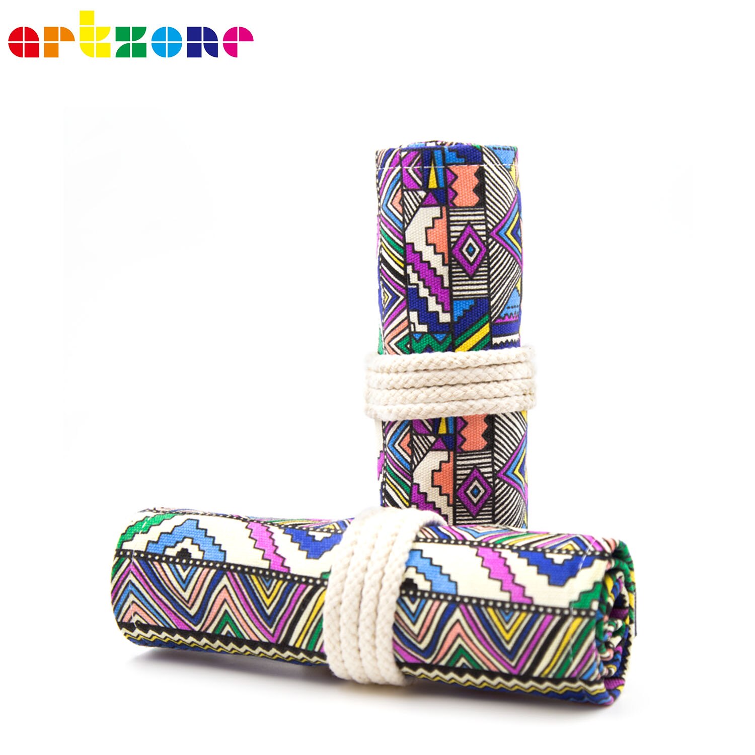 Pencil Case 48 Holes Canvas Wrap Roll Up Pencil Bag Pen Case Holder Storage Pouch Writing Supplies: B119-48 HOLES