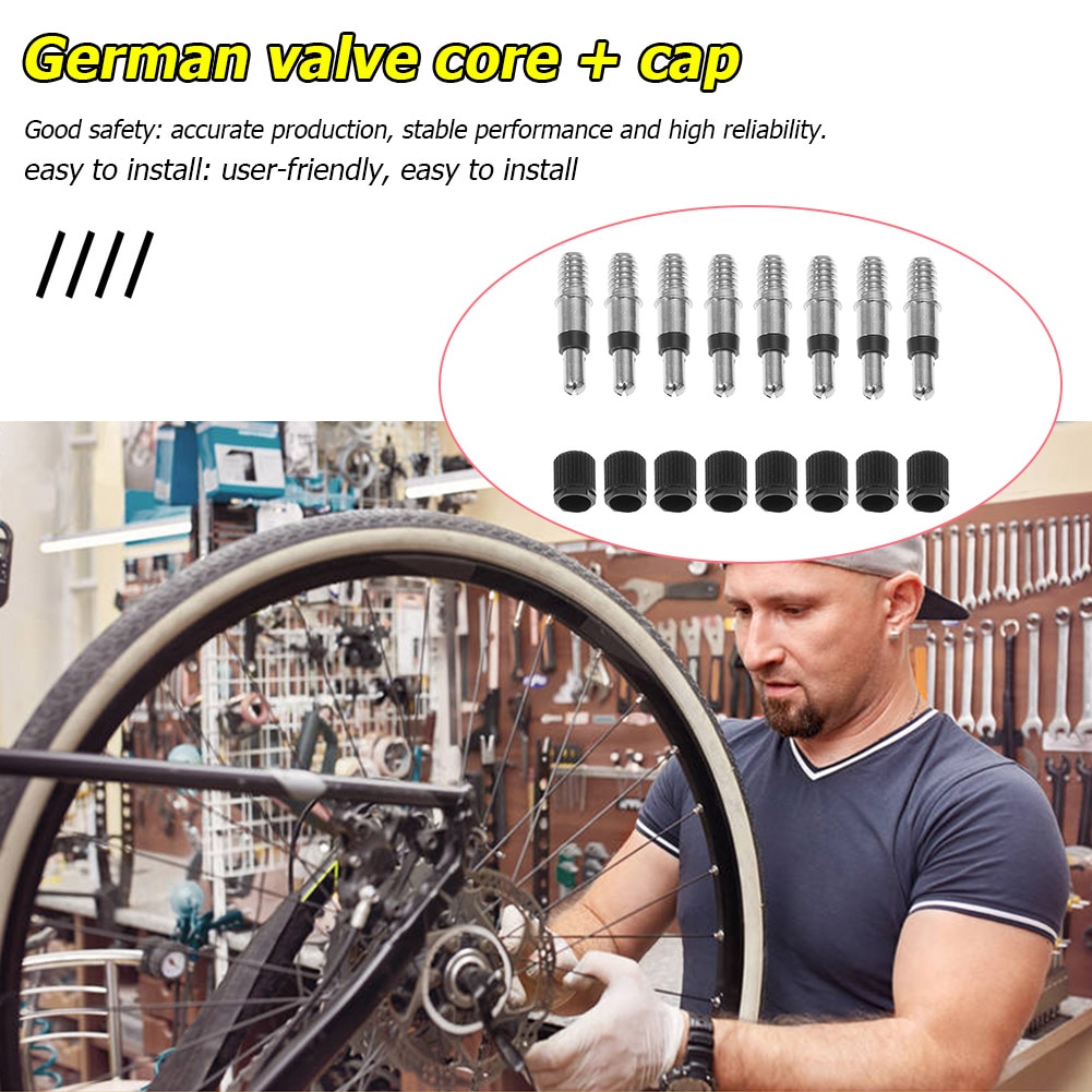 8Pcs Koperen Ventiel EP2 Engels Dunlop Bossen Ventiel Cores Met Caps Voor Fiets Binnenband Mtb Racefiets buizen Reparatie Band Onderdelen