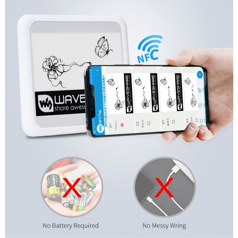 4.2 Inch Passieve Nfc-Aangedreven E-Papier Geen Batterij Nodig Draadloze Aandrijven Data Transfer