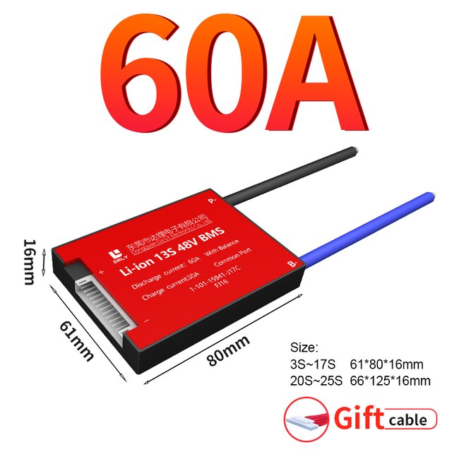 DALY BMS 6S 24V 15A 20A 30A 40A 50A 60A 80A 100A 18650 PCM PCBA Lithium-Ionen Polymer NCM NMC Batterie Pack Mit Balance: 6S Separate Port / 60A