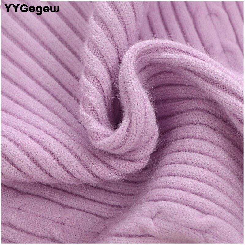 Wood Ears Turtleneck Solid Cotton Knitted Autumn Sheath Purple Sweater Women Long Sleeve Winter Casual Slim Pullover Tops