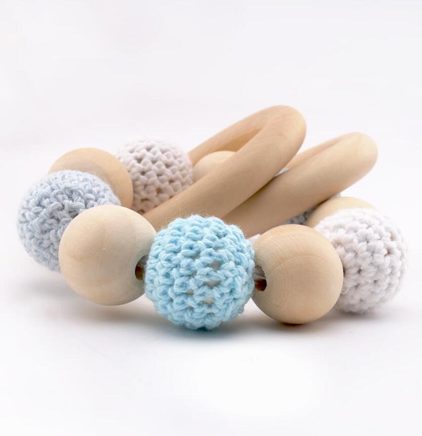 1pc Baby Rassel Holz Runde Perlen Häkeln Perlen Baby Armbänder Holz Zahnen Spielzeug DIY Handwerk Zubehör Kauen Spielzeug: type 2