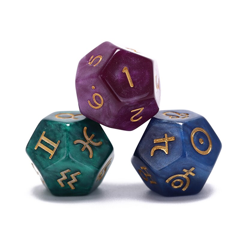 3Pcs 20 Mm Astrologische Dobbelstenen Set Multi-Facet Resin Dice Voor Constellation Games Entertainment