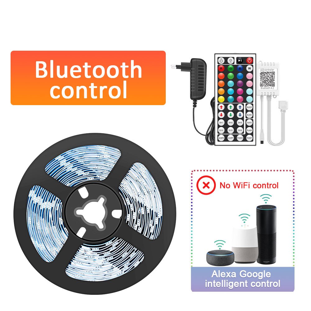 Led strip lys ,30m(100ft), smd 5050 bluetooth, musik sync ,16 millioner farver, dæmpbare, gør det selv, smarte led strip lys til hjemmet: Bluetooth-kontrol / 30m