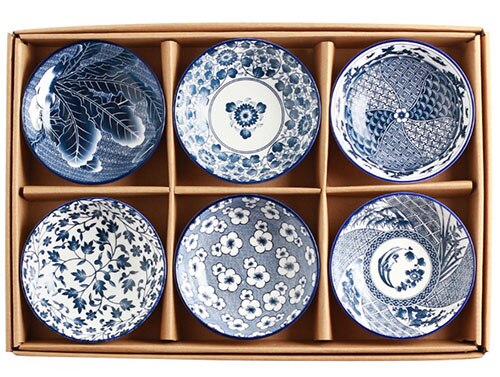 6 st /4 st skål i kinesisk stil klassisk keramisk blå och vit kök risskål stor rams soppskål soppskål ramen skål set: 6 st