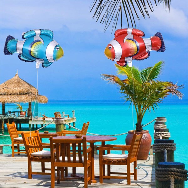 8 Pieces Ocean Animals Balloons Large Animal Balloons Cartoon Fish Balloons Foil Balloons for Kids Birthday Party Decoration Sup