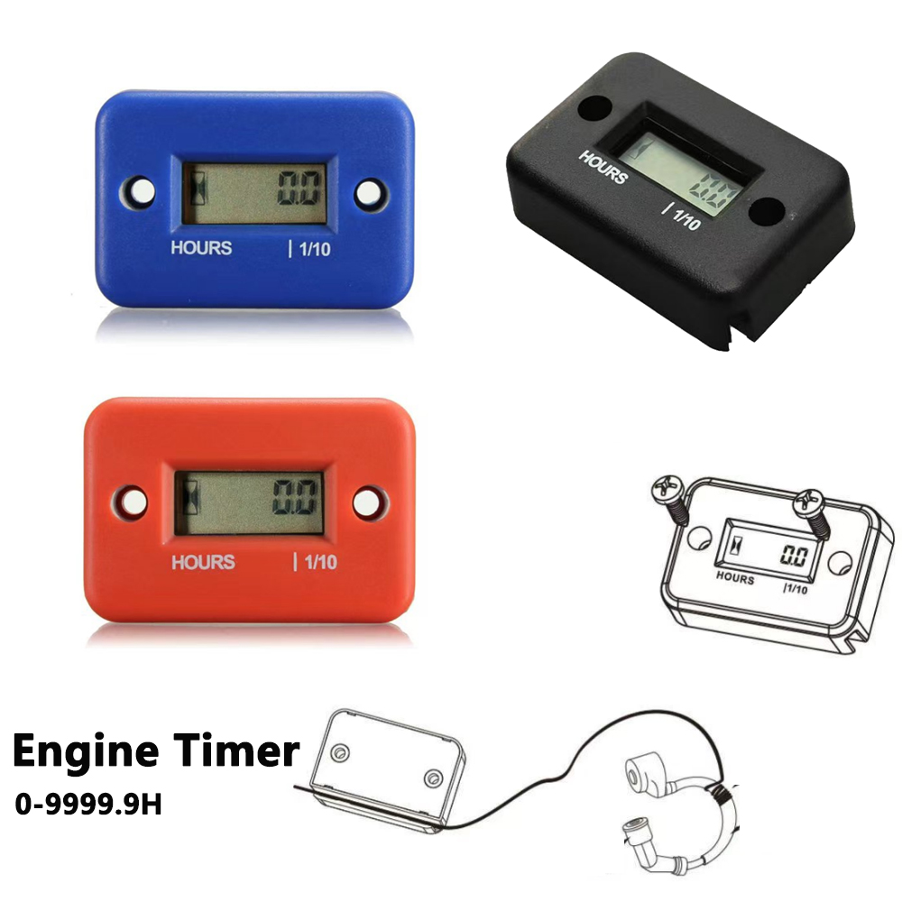 Temporizador inductivo, resistente al agua, contador de horas de trabajo para motor de motocicleta, pantalla Lcd, Gause de tiempo Digital para Atv, barco, instrumento de Moto