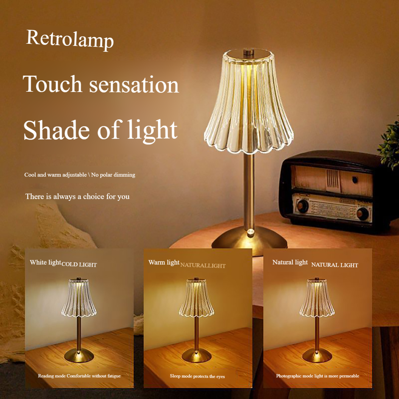 Tischlampe Schlafzimmer, Nachttischlampe Licht Luxus Diamant Kristall Lampe hoch-Ende-Atmosphäbetreffend Lampe Ladung berühren kleine Nachtlampe