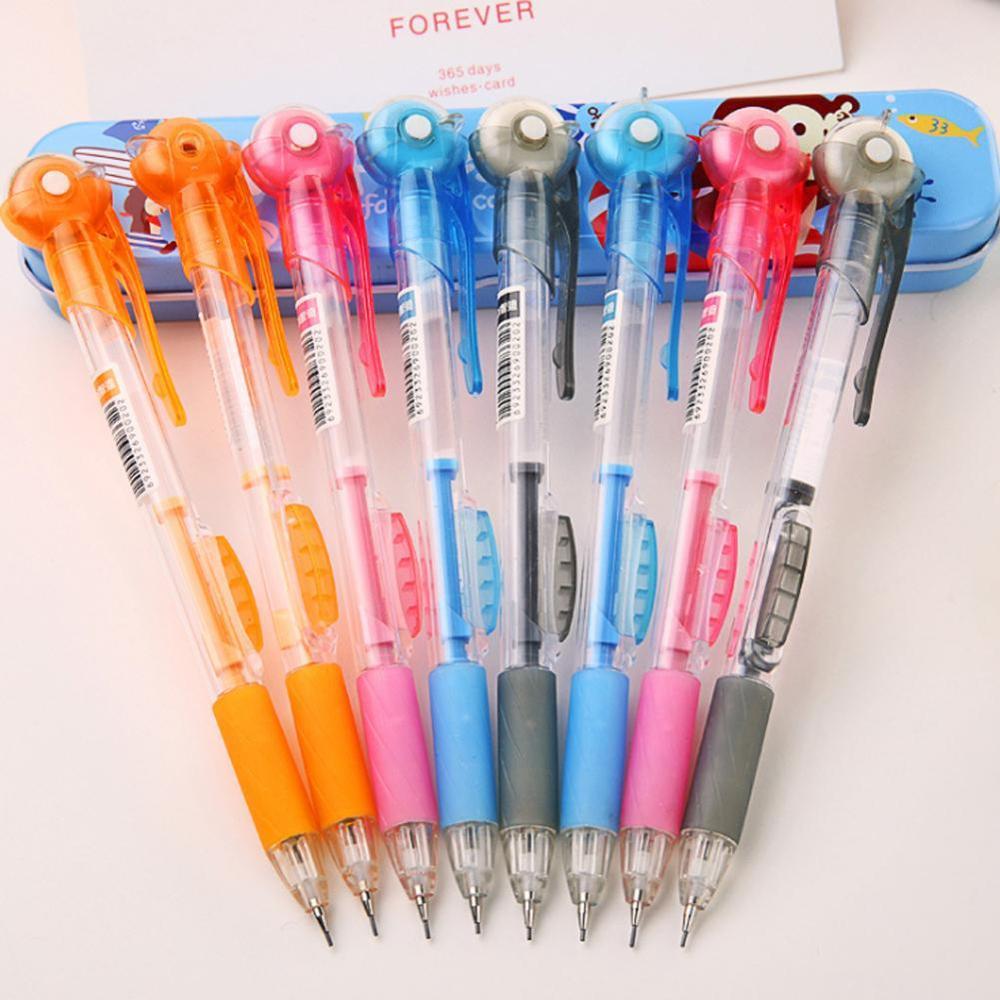 1pcs 0.7mm Transparent Mechanical Pencils With Eraser as School Writing Supplies for Students Random Color