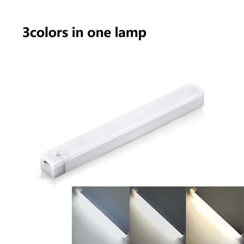 Luz LED con Sensor de movimiento para armario, lámpara nocturna de inducción recargable tipo C, Detector portátil inalámbrico para pasillo: Color blanco cálido / 0,8 m