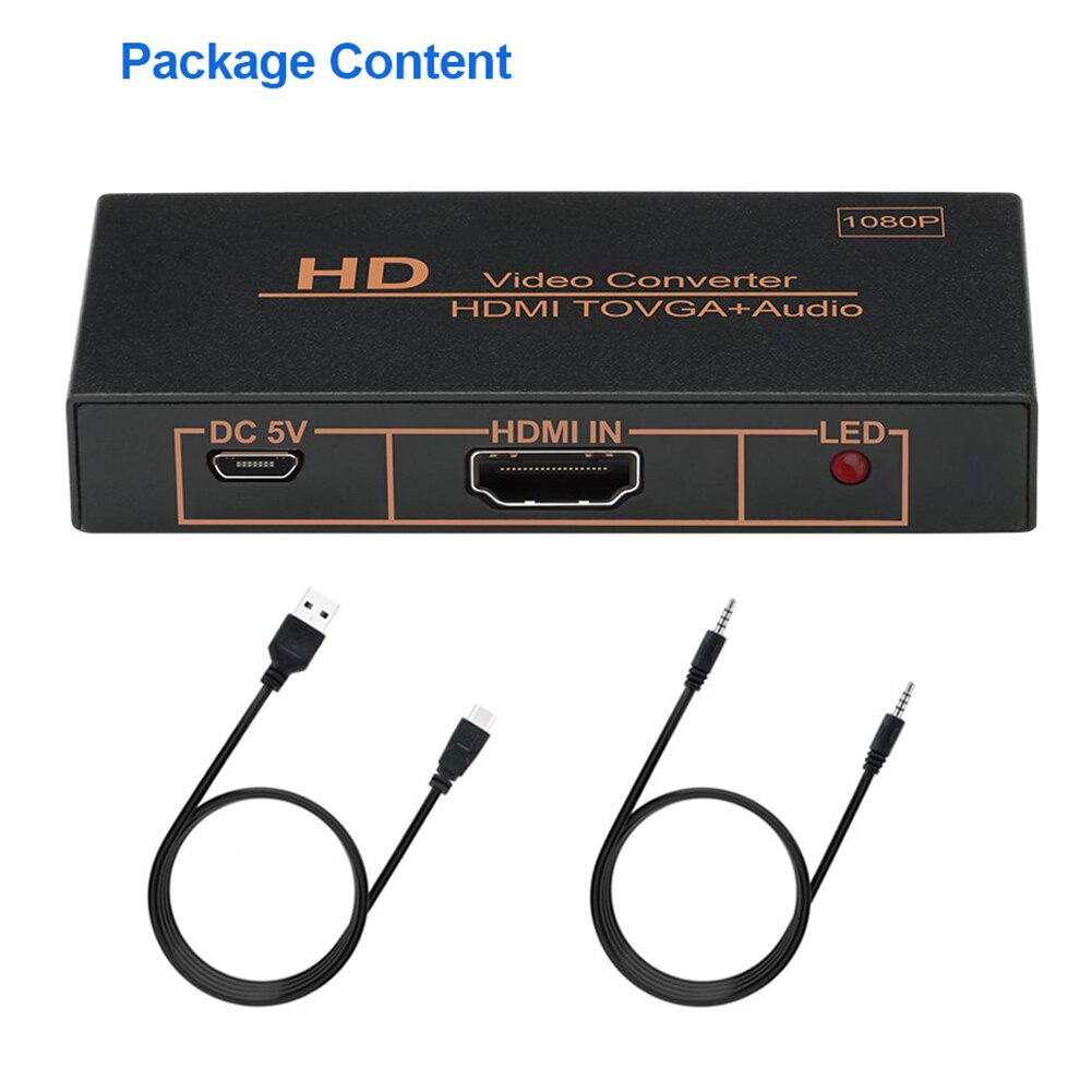 Til bærbar computer bærbart stik dongle hun hdmi til vga han hjemme aktiv 1080p kontor konverter adapter led indikator universal