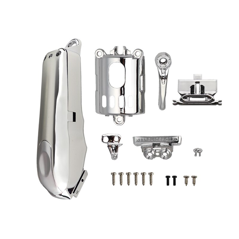 Pour wahl 8148/8591 Clipper modifié coquille tondeuse placage or dégradé couleur supérieure et inférieure couverture moteur couverture accessoires: Full set of silver
