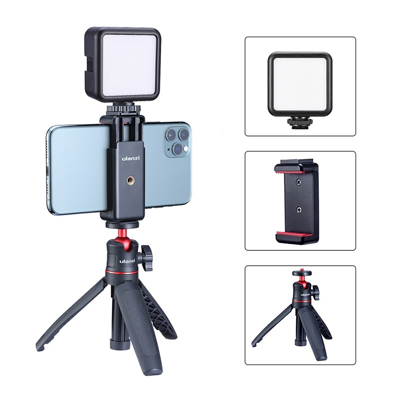 Ulanzi vlog oppsett kondensator videomikrofon sairen vlogging mic med ulanzi stativfeste ulanzi  vl49 lys til iphone huawei: Ledet sett 1