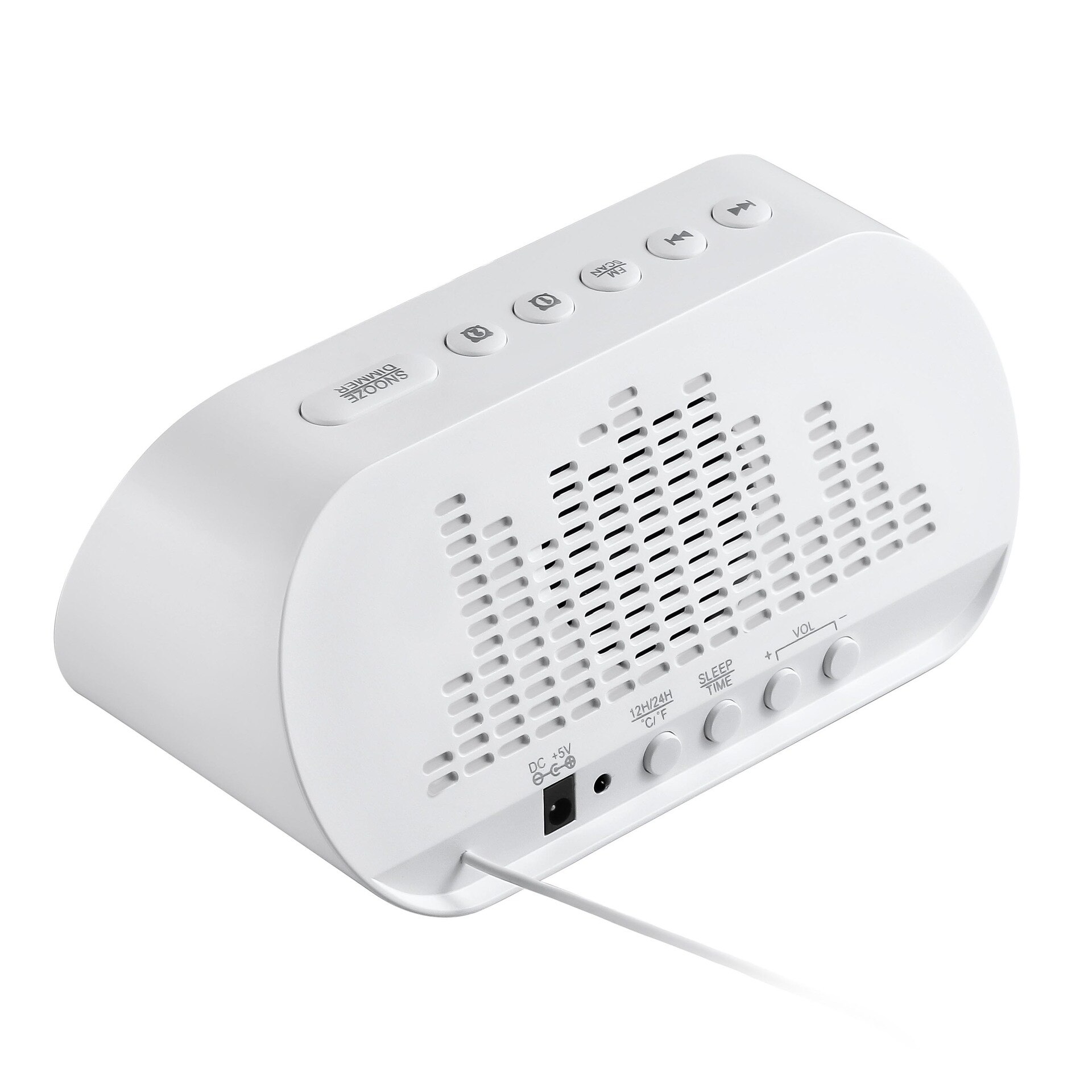 Radio-réveil Fm avec minuterie de sommeil, double Port Usb, affichage numérique avec gradation, Volume réglable (blanc)