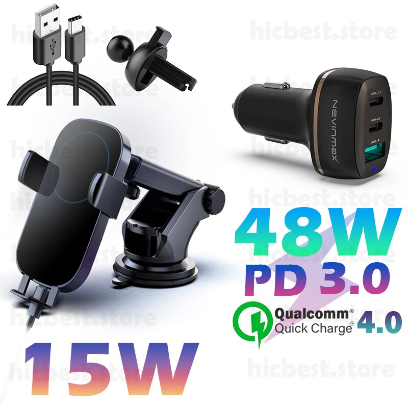 15W Qi Draadloze Oplader Auto Telefoon Houder Voor Samsung S21 S20 Ultra S10 S9 Inductie Oplader Auto Mount Voor iphone 12 11 Pro Max 8