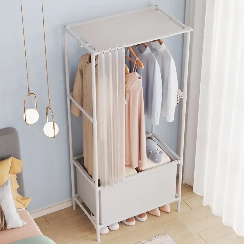 Wardrobe Clothes Hanger Storage Locker Open Closets Dressing Rooms Cabinets Portable Wardrobe Closet with Dustproof Curtain