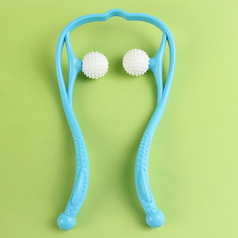 Druk Therapie Nek Massage Tool Druk Verlichten Hand Roller Massage Nek Schouder Dual Trigger Punt Zelf Massager: Blue