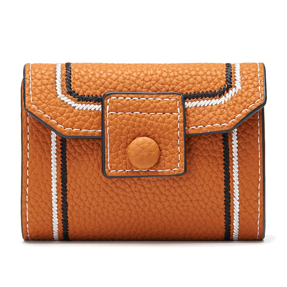 Porte-carte de crédit femmes blocage femelle boîte 26 cartes d'identité portefeuille tenir Rfid organisateur Litchi Grain cuir lignes contrastantes: Orange