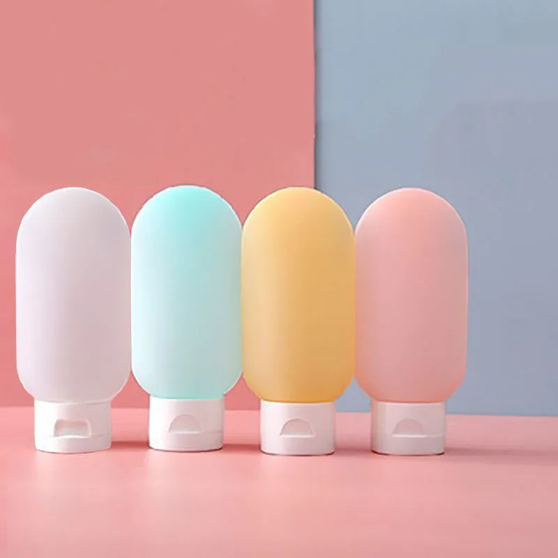 4 pièces/ensemble bouteille rechargeable 60ml récipient de Lotion en Silicone souple Tube à presser bouteille vide bouteille de shampoing de voyage Portable: Gris clair