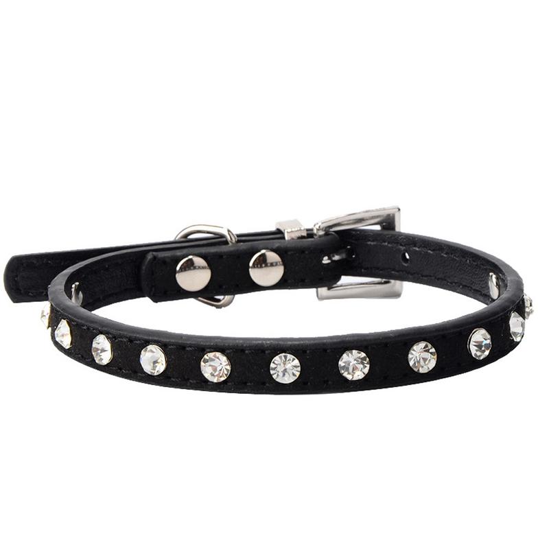 Crystal Rhinestone Cattle Cashmere Pet Collars Animals Dogs Cat Adjustable Collars Leads Pets Supplies Suede Crystal Cat Collar