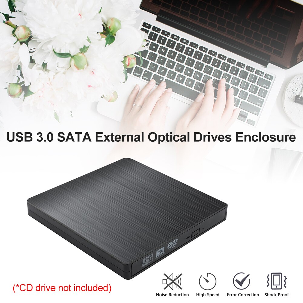 5Gbps Usb 2.0 Sata Externe Dvd CD-ROM Rw Speler Optische Drives Behuizing Case Voor Laptop Desktop Notebook Computer Geen drive