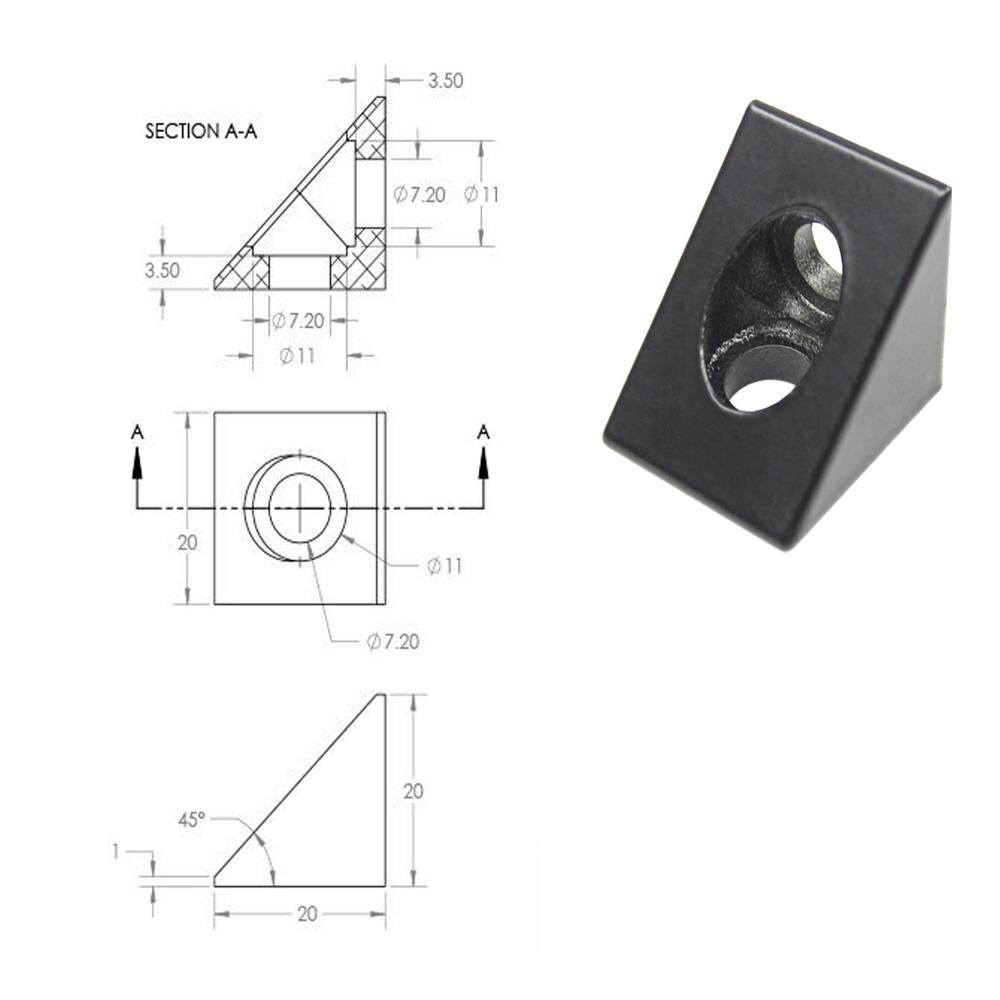 1pc Black Angle Corner Connector 90 Degree Angle Bracket For Openbuilds Cnc Mill 3d Printer Diy Parts