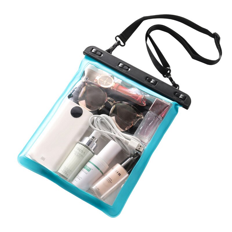 Bolsa de natación grande para teléfono móvil, funda impermeable para nadar, bucear, usar en la playa, iPhone 10, Huawei P40: Sky Blue
