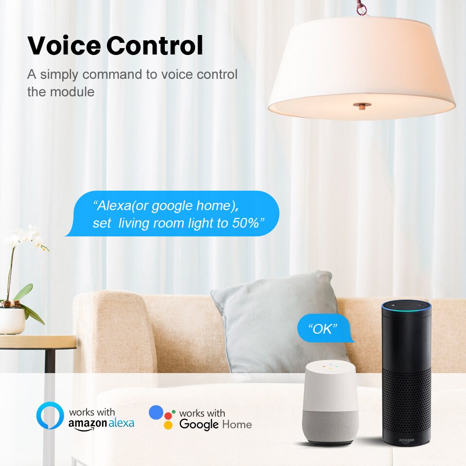 AVATTO 1/2 gang Tuya Led WiFi Dimmer Light Switch Module with 2 Way Control, Smart Bulb Dimmer Switch Work for Alexa Google Home