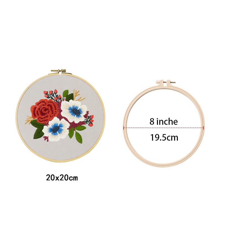 Broderi blomster materiale pakke gør det selv broderi kit til begyndere bambus bøjle håndlavet korssting syudstyr broderie