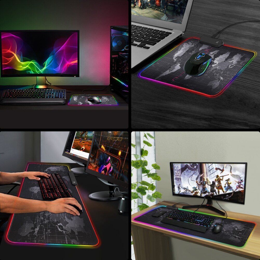 Luminous RGB LED Lights Desktop Gaming Mouse Pad Cushion Computer Accessory