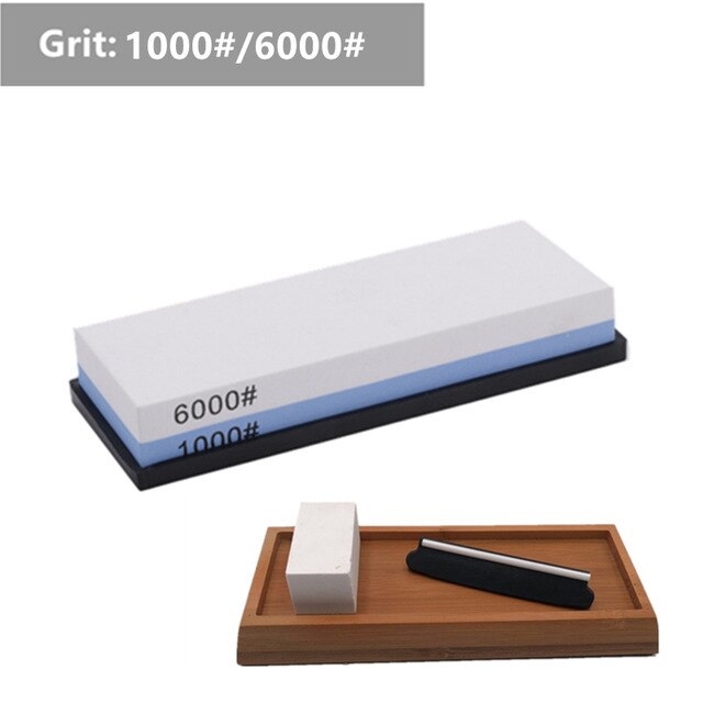 2-IN-1 Knife Sharpener Sharpening Stone Whetstone Scissors Sharpener System Grinding Wet Stone Honing Kitchen Tool: 1000 6000 set