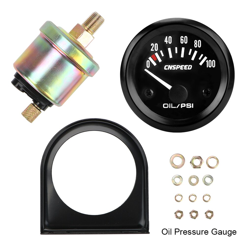 Water Temperature Meter Automobile Vehicle Meter Car Gauge Voltmeter 12V 2" 52mm 0-100PSI Oil Pressure Gauge: Oil Pressure Gauge